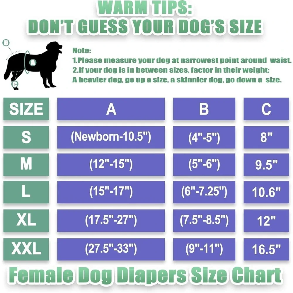 WeGreeco Reusable Washable Dog Diapers Female (3 Pack) - Medium 12